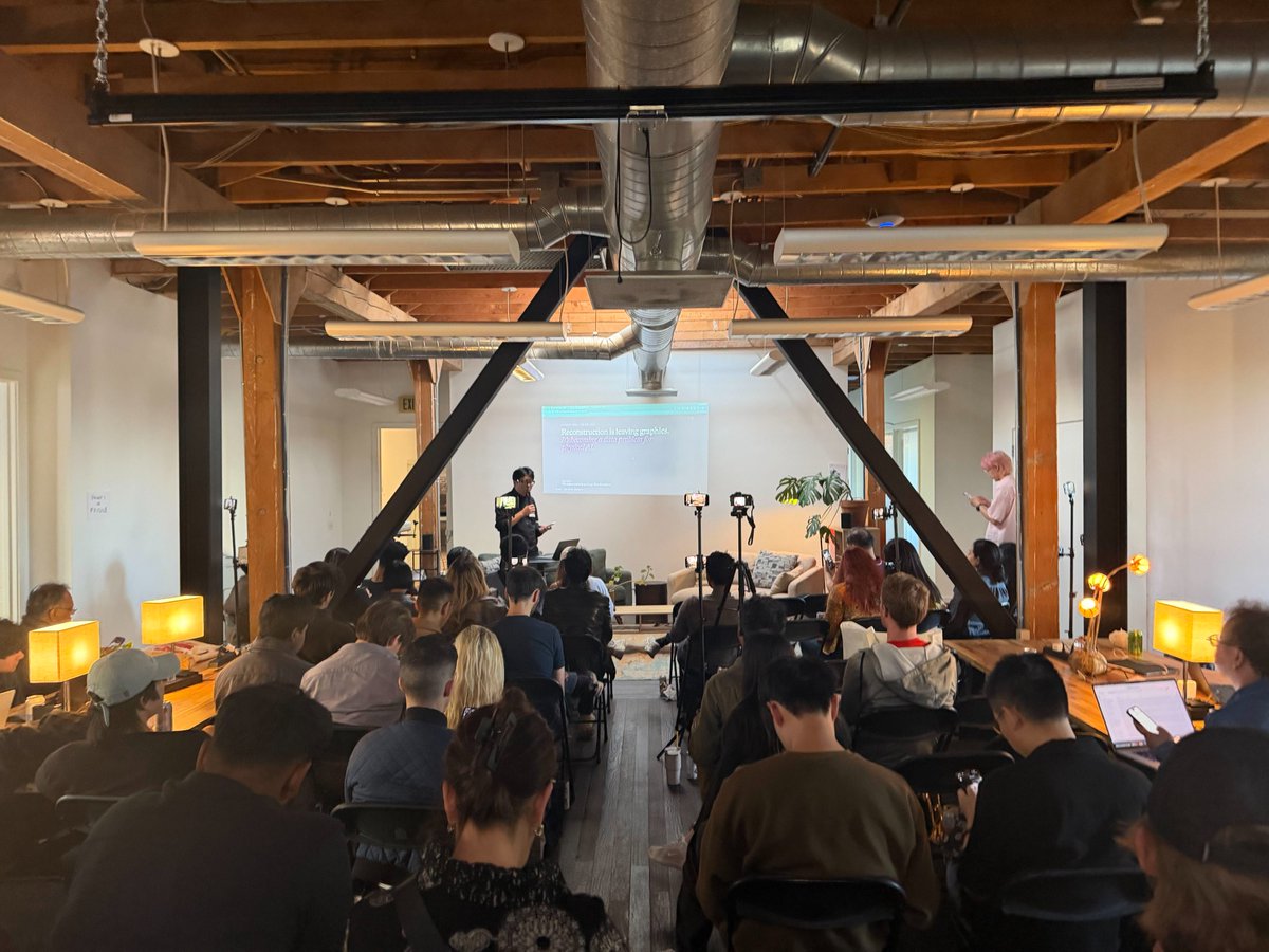 SpaceFronClub's tweet photo. One of the biggest takeaways from our third Spatial Frontier Club event was seeing how differently each speaker approached spatial intelligence, yet how closely their work ultimately connected.

Ke Jing’s discussion around XR, robot teleoperation, and egocentric data collection highlighted how humans can interact with robots while also generating valuable real-world data. @sbh_studio  work in 4D capture addressed how those environments and human activities can be preserved with spatial and temporal detail. @DengHokin  research in video reasoning raised the next question: whether AI can actually understand the motion, causality, and physical dynamics contained within that data. @Luckyballa  perspective on physics simulation and learned world models then explored how systems can model and predict those dynamics beyond what has already been observed.

Together, the talks revealed a broader loop: interacting with the physical world, capturing it, understanding it, and predicting what may happen next.

As co-founders of Spatial Frontier Club, @dazouzi123 , @usernameiszhao , and @ChengxinYu27  have always believed that the most valuable conversations happen when researchers, builders, founders, and investors can exchange ideas across disciplines. This event reflected exactly that vision—not just individual presentations, but a shared exploration of where spatial intelligence is heading.

What stood out was that the field is moving beyond static 3D representations or visually convincing outputs. The real challenge is building systems that understand how a world changes over time, how actions affect it, and how intelligence can eventually operate within it.

Each speaker was working on a different part of that challenge, but the convergence between their perspectives made the larger direction much clearer.

A special thank you to @MissionRobotBay @Scav  for once again partnering with us and providing such an incredible space for the community. We truly appreciate your support in making this event possible.

We’re also grateful to every speaker and attendee who joined us. We’re excited to continue building Spatial Frontier Club into a community where these conversations—and collaborations—can keep happening.