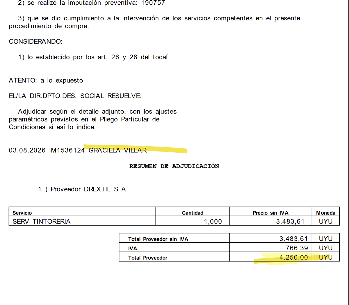 MartinFitz23506's tweet photo. TINTORERÍA 🧥: Los montevideanos pagaron $ 4.250 por SERVICIO DE TINTORERÍA para el Sector de Graciela Villar de la Intendencia de Montevideo. https://t.co/7tLifyYKEe