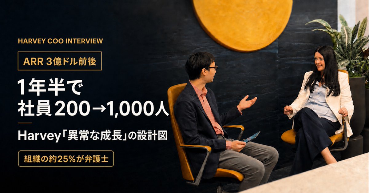 djtokyo's tweet photo. 1年半で社員200→1,000人、顧客数百社→数千社、ARR 3億ドル前後。Harveyの「異常な成長」を生んだのは、モデル性能だけではない。専門人材、FDE、組織設計からAI企業のMoatを読み解きます。