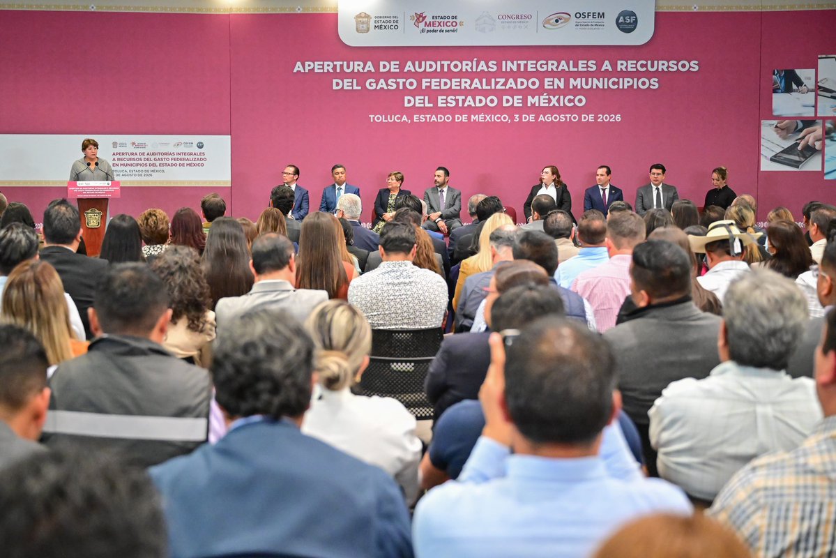 delfinagomeza's tweet photo. En #Toluca dimos inicio a las Auditorías Integrales a Recursos del Gasto Federalizado en Municipios del #EdoMex, un ejercicio de coordinación que fortalece la transparencia y la rendición de cuentas.

Agradezco al Auditor Superior de la Federación, Maestro @Aureliano_HPC, por elegir a nuestra entidad como sede del arranque de este importante esfuerzo. También reconozco el acompañamiento de la Auditora Superior del OSFEM, Licenciada Liliana Dávalos, y de la Secretaria de la Contraloría, Licenciada Hilda Salazar, para llevar a cabo esta labor.

Refrendo mi compromiso de seguir trabajando en equipo para consolidar gobiernos honestos y cercanos a la ciudadanía, donde cada peso se traduzca en bienestar para las familias mexiquenses.
#ElPoderDeServir