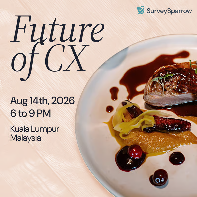 SriramS18's tweet photo. Calling CX leaders in Kuala Lumpur, Malaysia.

@SurveySparrow  is hosting an intimate dinner on Aug 14, from 6 pm, on the future of CX. 

If you lead CX, insights, or voice of customer at your org, we'd love to have you at the table.

Request to join: https://t.co/591pYaqrdk https://t.co/R8Zq45JEPR