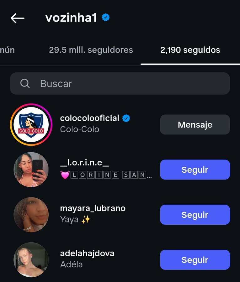 TTendenciaX's tweet photo. "Genio de Mierda":
Porque Vozinha después de seguir más mujeres en su Instagram, finalmente siguió la cuenta de Colo-Colo. https://t.co/oOQnB6bLQE