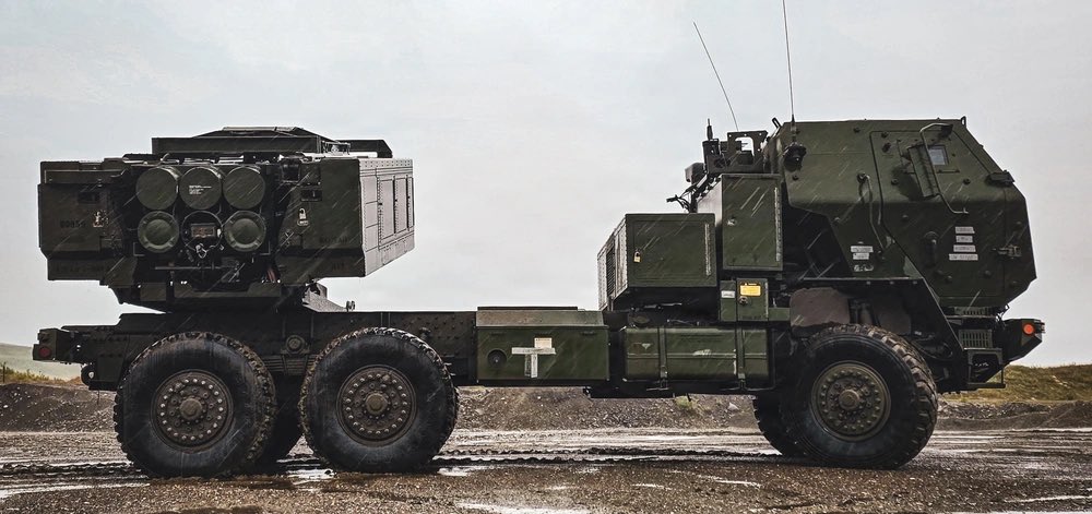 sentdefender's tweet photo. U.S. Army M142 High Mobility Artillery Rocket Systems (HIMARS) assigned to the 17th Field Artillery Brigade, serving under the “Arctic Angels” of the 11th Airborne Division, move into firing positions in Nome, Alaska, roughly 150 miles from the coast of Russia, as part of Operation Tundra Merlin.