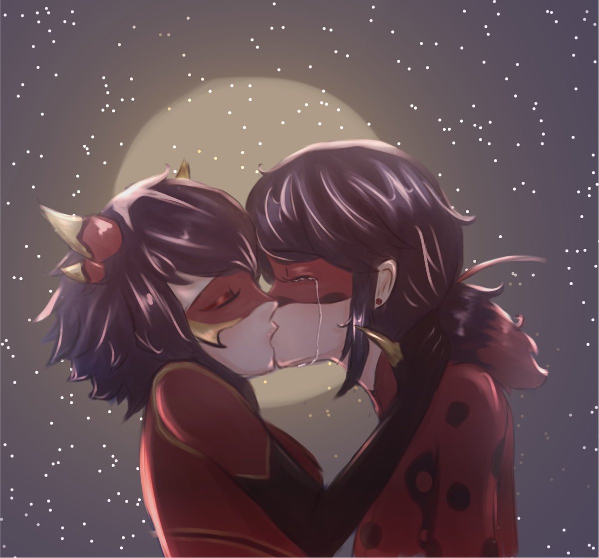 Ladynoirarebae's tweet photo. “Marinette, stop. You’re crying.”

When your best friend asks you to kiss her so that she can feel something else other than stress and despair for once but she ends up crying 😁 #mlb #marigami #miraculous https://t.co/uCgyPFSgUn