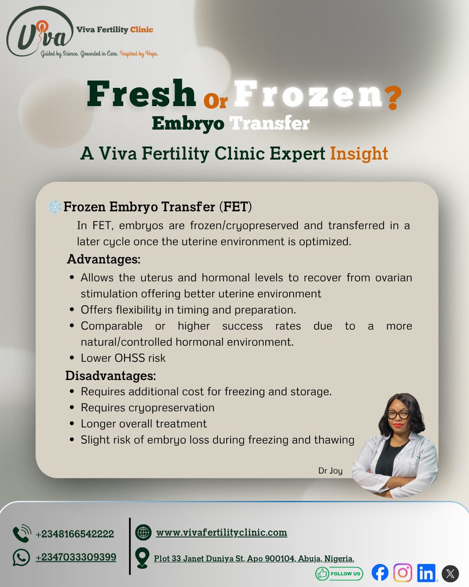 Viva_IVF's tweet photo. Fresh vs. Frozen Embryo Transfer: What’s Really Best for You — Expert Insight from Viva Fertility Clinic. 
Tap the link to dive into the full article https://t.co/1TYPquSmjj

#VivaFertilityClinic #FertilityExperts #ReproductiveHealth #IVFJourney #FertilitySpecialist #IVFKnowledge https://t.co/igA0mycoUB