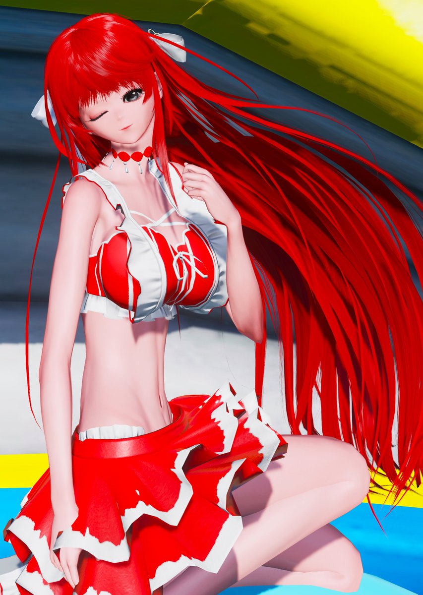 sennpaionnpu's tweet photo. #先輩の思い出ss #メンテの日なのでSSを張る 夏の水着♪水着メイドの手抜きじゃないよ＞＜#PSO2NGS_SS https://t.co/srri09OMIj