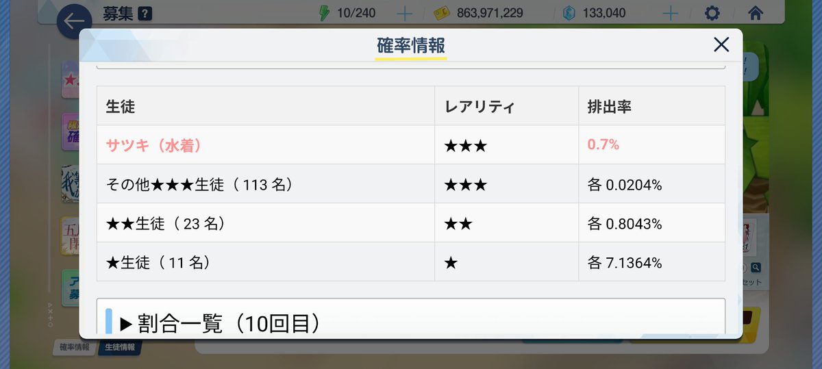 Gerbera_str's tweet photo. 俺はブルアカの50%を全く信用してない理由が、PU生徒（0.7%）が出るよりすり抜けで同じ恒常星3キャラ（0.02%×2）が出る事がそこそこあるから。 https://t.co/ipnn57Uo1R