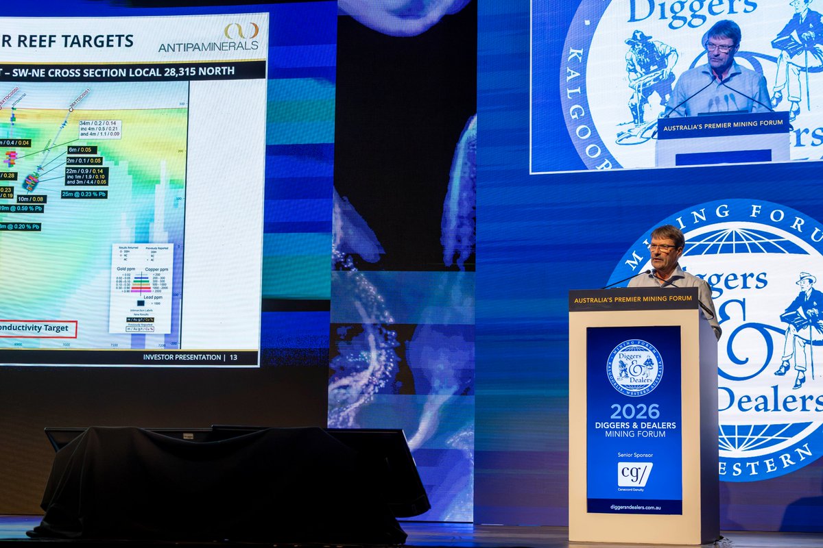 AntipaMinerals's tweet photo. That’s a wrap on Diggers &amp; Dealers 2026! Thanks to everyone who visited our booth, met with the team and attended Roger Mason’s presentation. Watch the recording: https://t.co/pjB9I42YsQ

View the presentation deck: https://t.co/qdsEpR4p2p https://t.co/X4aA2e4fWY