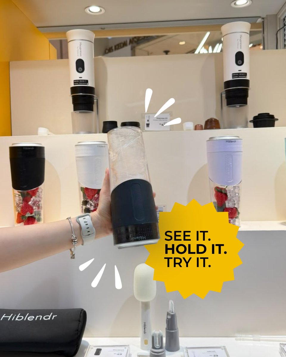 hiblendr's tweet photo. Okay, surprise revealed… 👀✨
We just opened a new HiBlendr pushcart at Suria KLCC!

See it. Hold it. Try it yourself! 
Watch the Juice Cup Ultra blend right in front of you and find your favourite colour.

📍 K-R-8, Concourse Floor, Ramlee Side
In front of Bobbi Brown &amp; Lovisa https://t.co/CZyZnbxDBh