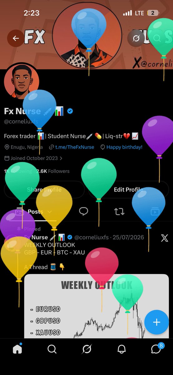 corneliuxfs's tweet photo. Happy Birthday to me! 🎉🫶🏼

I’m deeply grateful to God for the wins, lessons, and growth I’ve experienced over the past year. Every challenge has shaped me, and every blessing has reminded me of how far I’ve come.

As I begin this new chapter, I pray for success in my academics, my trading journey, and every area of my life.

Although this birthday has met me during a challenging season, I choose to see it as the beginning of something greater. This new age is dedicated to self-improvement, discipline, consistency, and becoming the best version of myself.

Happy Birthday to me! 🎂❤️