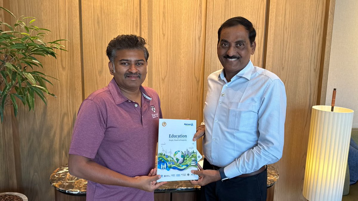 Legend_Tech's tweet photo. Dr. Enti Ranga Reddy, MD of Legend Technologies, met Dr. Sai Prakash, Chairman of Sairam Institutions, at Harvard University, Boston.
Had  insightful discussion on Sustainable Development Goals &amp; importance of collaboration btwn industry academia in building a sustainable future https://t.co/wshv07FEir