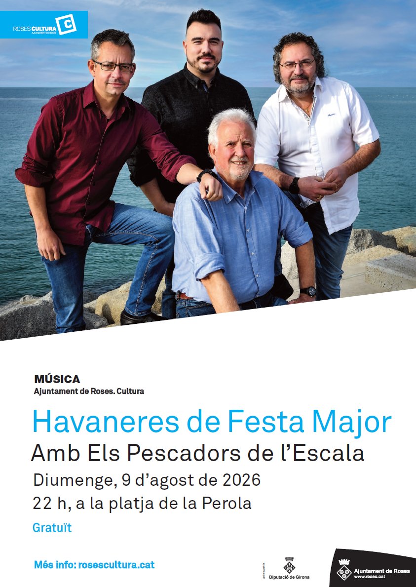 AjRoses's tweet photo. 🎶 Havaneres de Festa Major amb 'Els Pescadors de l’Escala'! ⚓
🌅 La Platja de la Perola acollirà diumenge una nova vetllada plena de música i tradició, en un entorn immillorable davant del mar. No us ho perdeu! ✨
🗓️ 9 d'agost, a les 22 h.
👉 https://t.co/esMe9zv9Mq
#aRoses https://t.co/gpSy047KZj