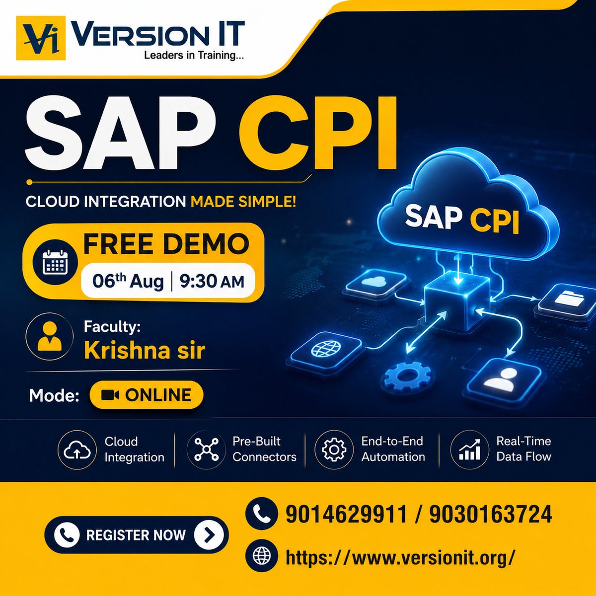 PVersionit's tweet photo. π Join our FREE SAP CPI Demo and master Cloud Integration with industry experts!π
06 Aug | π 9:30 AM
π¨βπ« Krishna Sir
π» Onlineπ 9014629911 / 9030163724
π https://t.co/QBuJmNbZHs#SAPCPI #SAPBTP #SAPTraining #CloudIntegration #VersionIT #FreeDemo #SAPCareer https://t.co/BnvtIKStPw