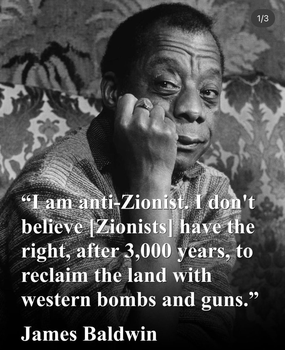 RimaHas's tweet photo. I am anti-Zionist. I don't believe Zionists have the right, after 3,000 years, to reclaim the land with western bombs and guns.

James Baldwin witnessed discrimination against Palestinians, as well as Jewish immigrants from the Middle East and Africa compared with those from Europe and North America. In that discrimination, Baldwin saw echoes of the racial hierarchies he experienced as a Black man in the US.
Baldwin saw borders everywhere. The state of Israel became, for him, a lens through which to examine self-determination, oppression, and colonialism.

Extrait du post de @jvplive
