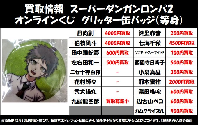 買取情報】ダンロン ・オンラインくじ グリッター缶バッジ 当店の買取