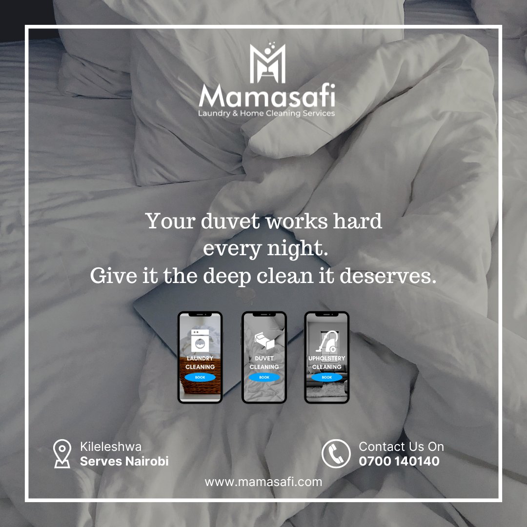mamasafi's tweet photo. Your duvet works hard every night. Give it the deep clean it deserves.

Soft.
Fresh.
Professionally cleaned.

✅ Pickup &amp; Delivery
✅ Same-Day Service

To make a booking contact us on 0700 140140 or visit https://t.co/9qmrZMQsiH https://t.co/8m8yJXNpvD