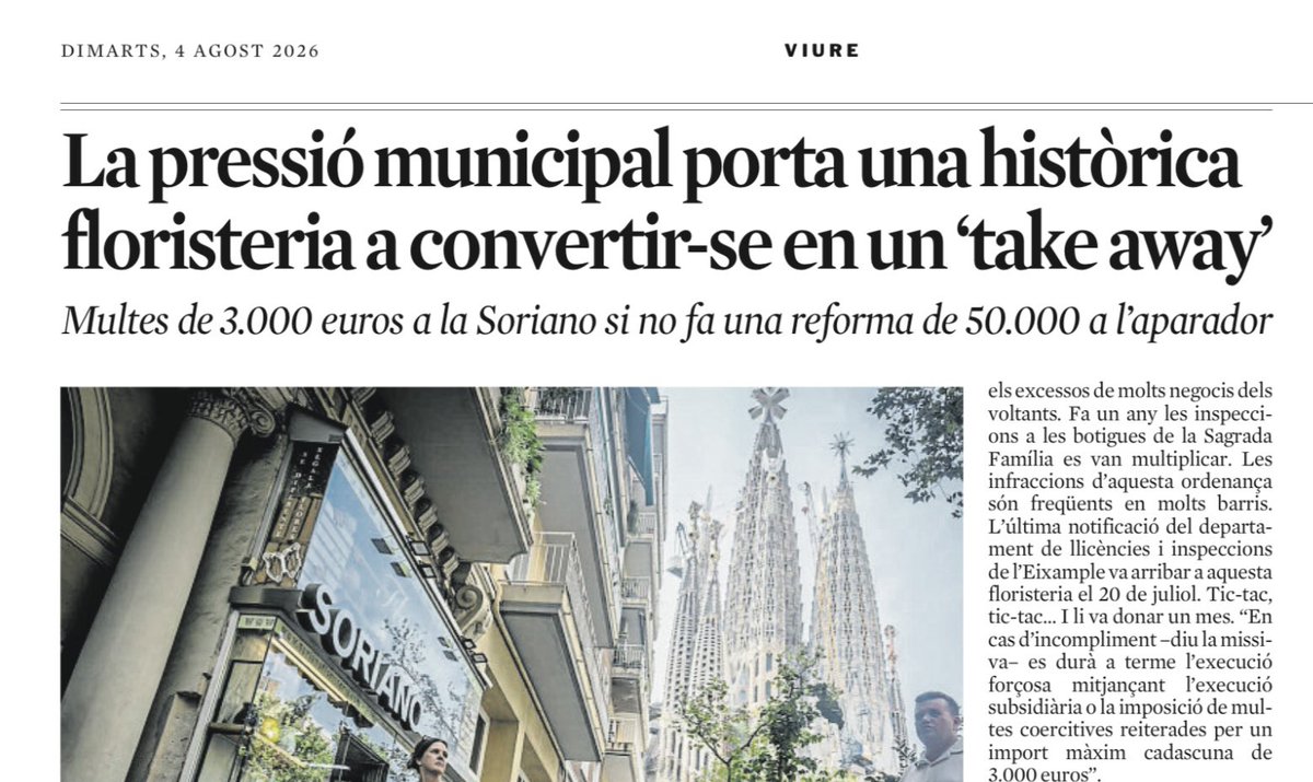 jaumeclotet's tweet photo. El principal actor de la destrucció de la Barcelona de sempre per convertir-la en una ciutat sense ànima, insubstancial, ordinària i banal és l’Ajuntament de Barcelona. https://t.co/guGARlMMXM