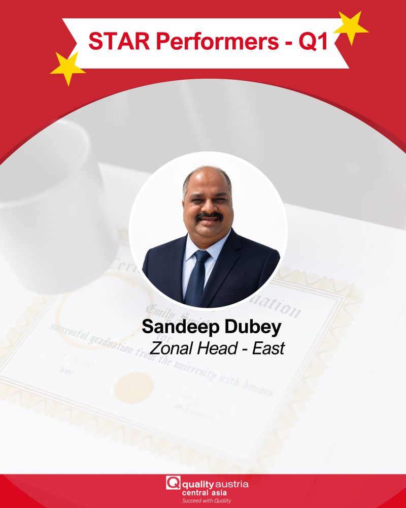 qacacompany's tweet photo. Today we are celebrating our standout talent at Quality Austria Central Asia. We are thrilled to shine the spotlight on Sandeep Dubey, Zonal Head – East.

We thank him for his outstanding leadership and dedication. 

#STARPerformers #EmployeeRecognition #TeamQACA https://t.co/n4o5BGSKJL