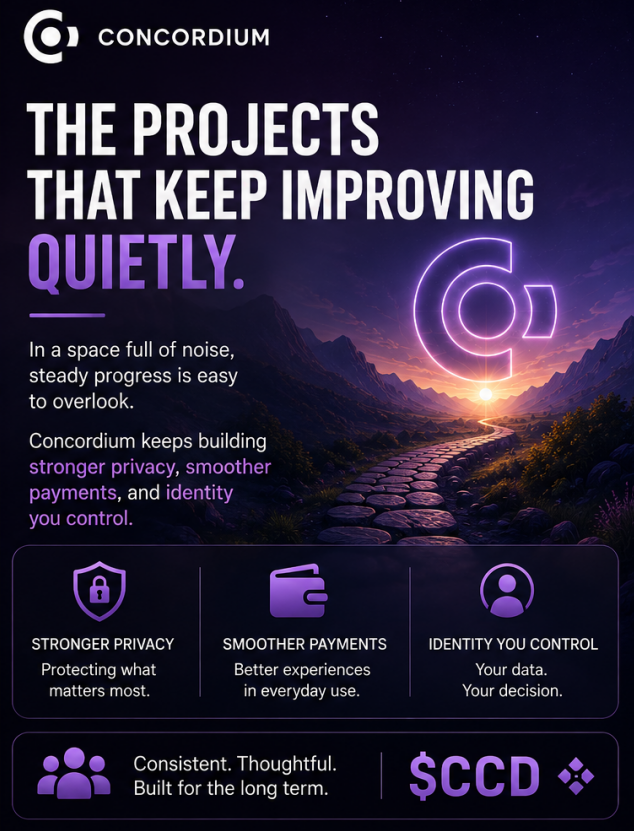 CaptainDef1i's tweet photo. The Projects That Keep Improving Quietly.
In a space full of constant announcements, steady progress can be easy to overlook.

@Concordium continues to focus on making privacy stronger, payments smoother, and identity more controlled by the user. The updates may not always dominate the conversation, but they steadily improve the experience.

That kind of consistent, thoughtful development is rare.

It’s one of the reasons I continue to support this project for the long term. 

#ConcordiumAmbassador