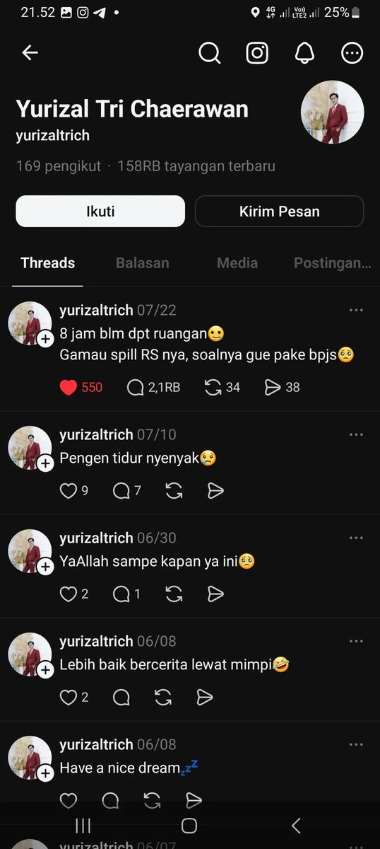 ceritaboyyy's tweet photo. Ini beberapa utas yg sempat aku save, dan alm abis ulang tahun jg 💔
Banyak2 tobat sm Allah yaa, yg komen2 jhtt diutas alm.. Sampai bertemu nnti diakhirat bertemu alm yurizal 😭
Dan banyak info beredar kebanyakan yg komen utasnya alm. Itu nakes dan dokter
Sakit bgt bacanya 💔💔💔💔￼

cc:yupipinky18