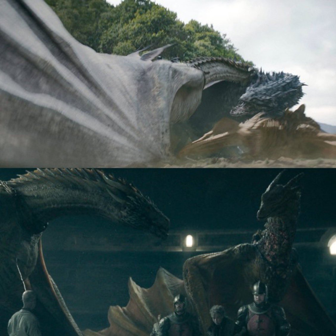 SiezerW's tweet photo. Seasmoke didn’t hesitate for a second🐉🔥
he rushed in to protect Syrax from Sheepstealer and was the only dragon who checked on her after she was injured. 🫶 
Truly legendary partners🐉❤️🔥

. #HouseOfTheDragon https://t.co/TnfaX3P10X