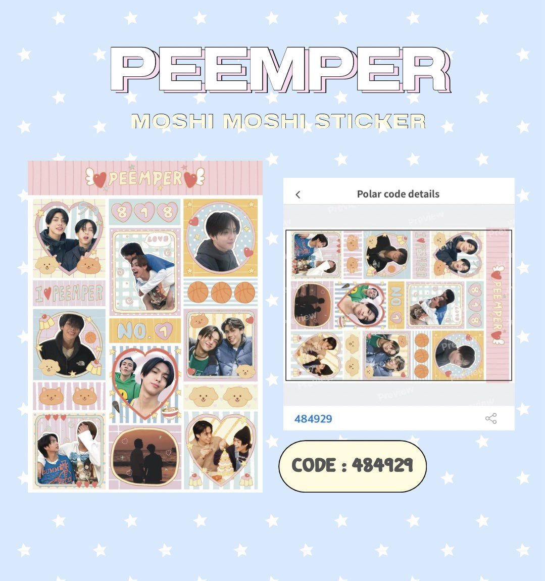 Everything_jira's tweet photo. — pls kindly rt 💖

🫶🏻Peemper 🦮🐈
moshimoshi sticker 
code : 484929

* for personal use only *

#ข้าวผัดหมี่เย็น 
#BUSbecauseofyouishine
#moshimoshi https://t.co/u0btLAMHs5