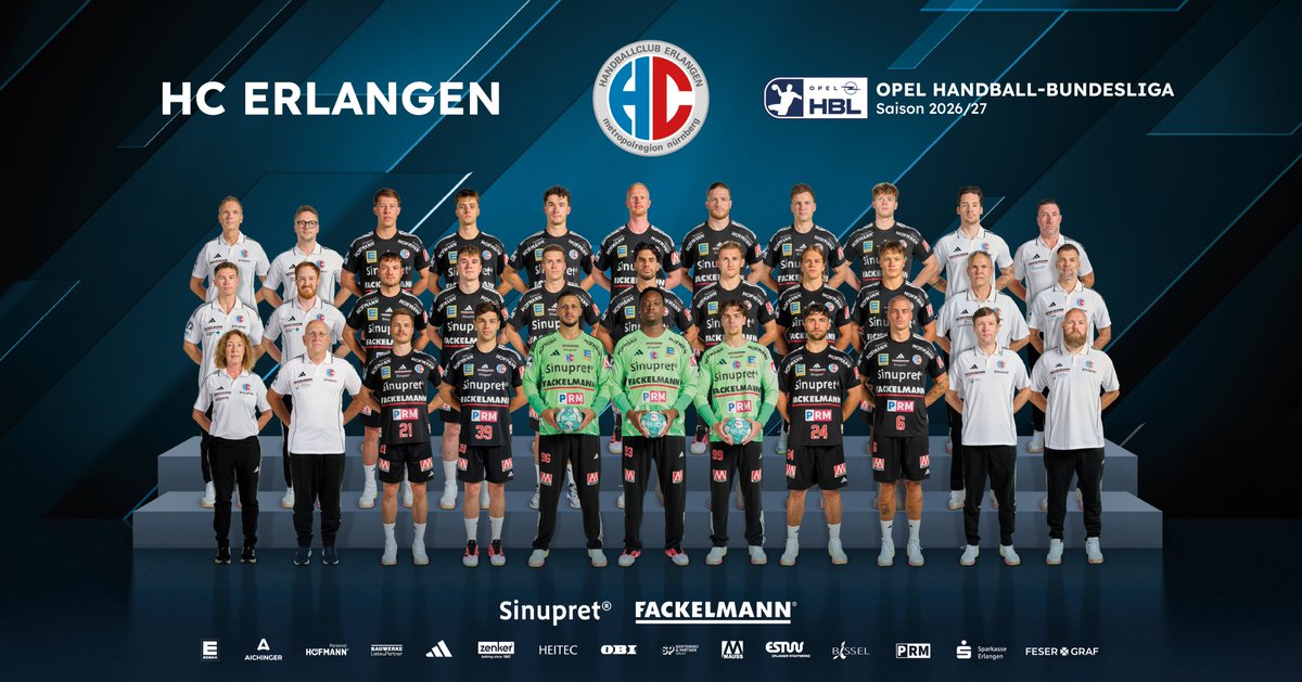 HCErlangen's tweet photo. 𝗧𝗲𝗮𝗺 2026/27 😤🔥
#hce #hbl #handball https://t.co/yjNB3hQ13a