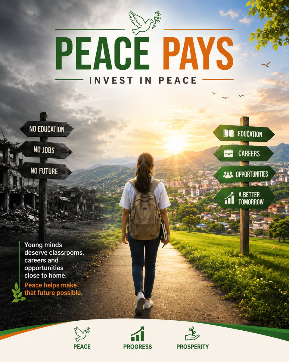 Dorjee_Khanduu's tweet photo. Young minds deserve classrooms, careers and opportunities close to home. Peace helps make that future possible. #PeacePays #InvestInPeace #EconomicProgress https://t.co/oF63ZMFgPm