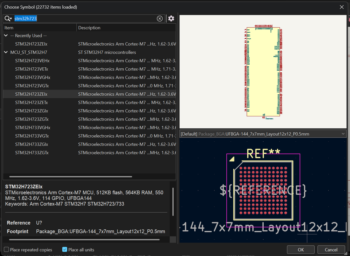 atharvasp8's tweet photo. guys, we are making one devboard around an STM32 series chip.
I will pick STM32 h7 series 723, as its their high performance series linup, which satisfies my work
need to cnfirm once in CubeMX
we will possibly go with BGA, so
need to buy stuff for BGA hehehe 
(i just need some excuse to buy from ROBU or Sharvielectronics HAHAHHA)

Lets see, how well i can unleash my creativity.

feel free to drop any suggestions/tips