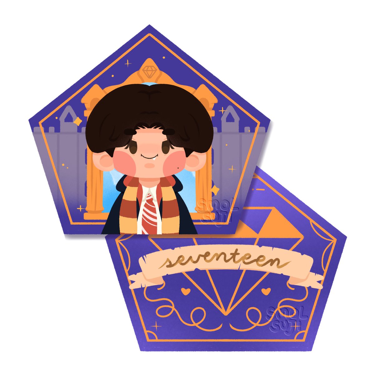 smol_suji's tweet photo. you opened a chocolate frog box… 🍫

✨ you pulled a mingyu card! ✨

a legendary collectible known for his golden retriever charm and suspiciously high luck stat 

collect them all! 3/13 💎

#seventeen #mingyu https://t.co/6ksxymdWkF