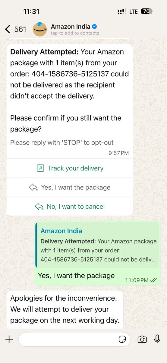 PankajPipada's tweet photo. @amazonIN Delivery time preference of 9.30am to 5.30pm. The guy called at 8.51 pm &amp; asked me to come across the street to collect the delivery which I refused. He wrongly reported ‘delivery not accepted by customer’ He should come &amp; deliver in preferred time slot at the location https://t.co/wGjxRlJXor