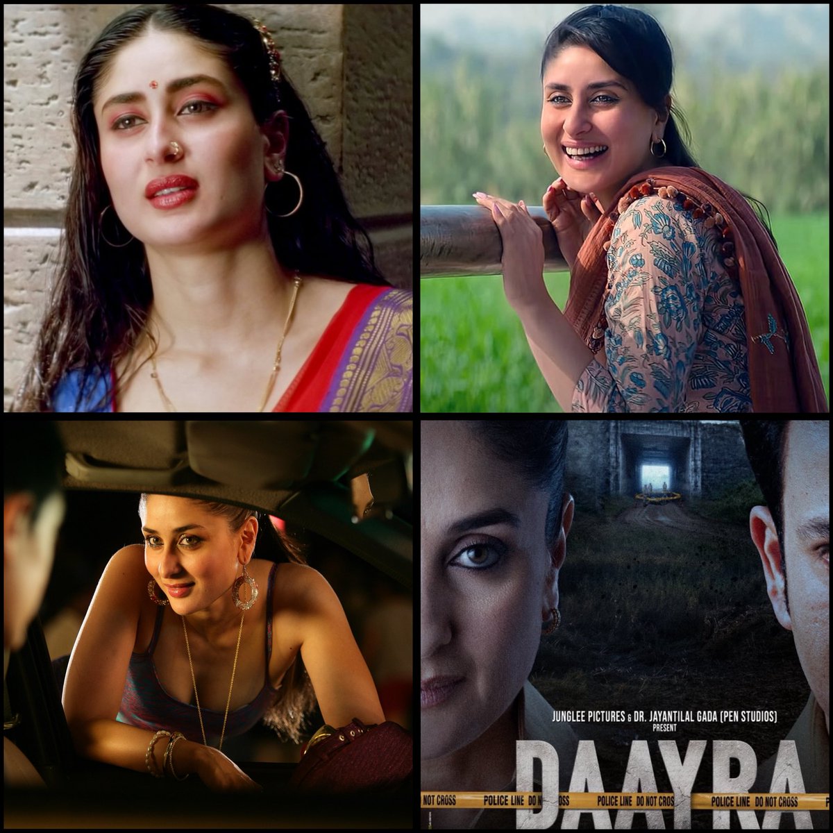 Its_CineHub's tweet photo. KAREENA KAPOOR KHAN has given some of the MOST POWERFUL PERFORMANCES🔥

⭐️ #Chameli - A film that shows how she can switch from glamorous commercial roles to serious, heavy - hitting acting ! 

⭐️ #LaalSinghChaddha - She was just excellent with natural and grounded touch that was needed in Rupa’s character. 

⭐️ #Talaash - One of the finest and most mature acting of her career ! 

And now she is returning with another INTENSE & POWERFUL Role as Female DCP in #Daayra , DIRECTED by #MeghnaGulzaar 💥🎬

Can't wait to see her in Cinemas again🙏🏻