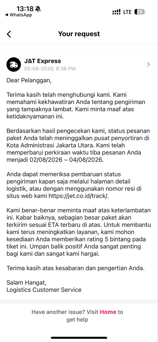 hedwigirlenee's tweet photo. baru ini beli barang dan pengiriman mereka pake @jntexpressid demi apasih ini paket terlama yg pernah ku tunggu🤗 dari tgl 23juli sampe 4agust ga sampe2. paketnya uda seminggu lebih cm di jkt-tangerang, komplain ke cs jnt d jwb perkiraan 2-4agust, komplain lg mundur tgl 6agust https://t.co/NGu9O7rtBT