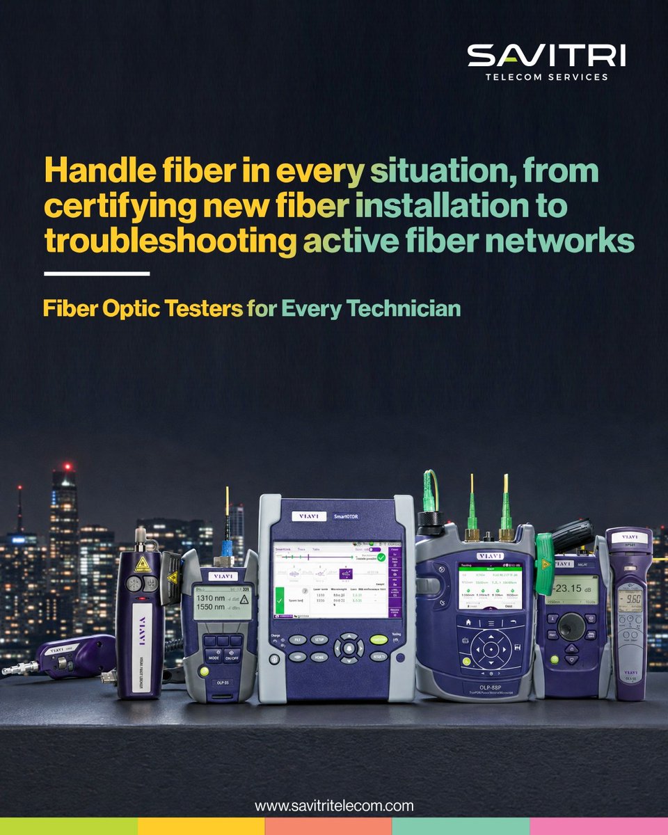 Savitritelecom's tweet photo. Reliable Fiber Test &amp; Measurement solutions for accurate installation, certification &amp; troubleshooting.

🔗 https://t.co/fVZRu3d0Ln

#FiberOptics #OTDR #Telecom #SavitriTelecom https://t.co/QxmUHbbRIm