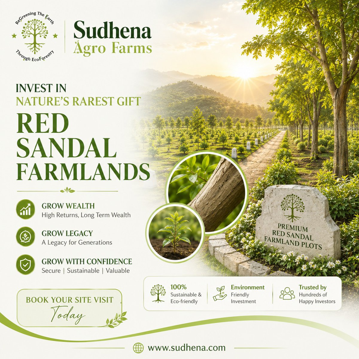 SudhenaL's tweet photo. 🌿 Invest in Nature's Rarest Gift – Premium Red Sandal Farmlands 🌿

Your investment today can become a legacy for generations.
🌐 https://t.co/XiZwtz7UmH
#SudhenaAgroFarms #RedSandalwood #FarmLandInvestment #EcoForestry #NatureInvestment #SustainableInvestment #LandInvestment https://t.co/fIreOqd7eV