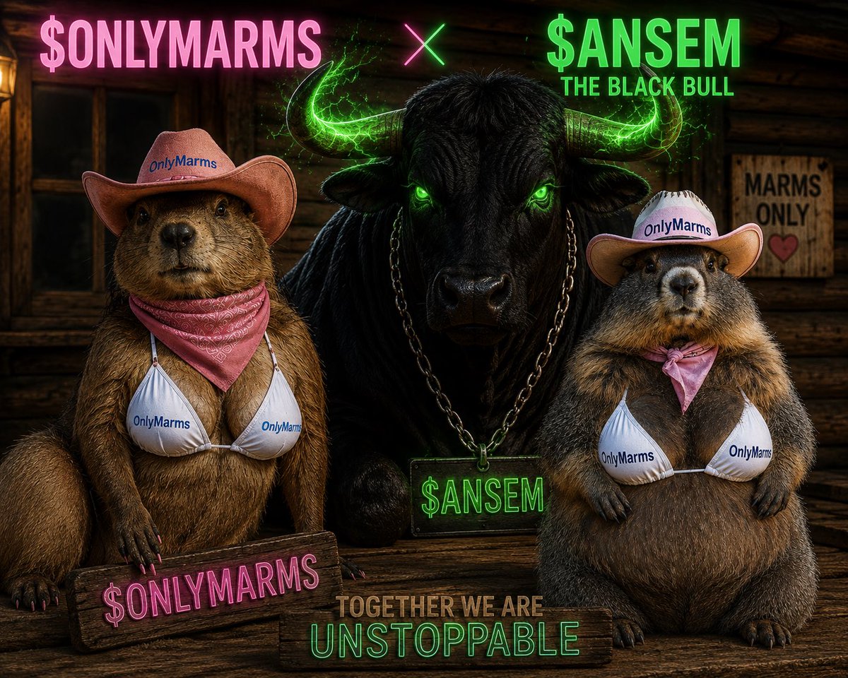 MemeManiacOnSol's tweet photo. Two communities. One unstoppable force. 🦫🐂🔥
$ONLYMARMS × $ANSEM
Built by the community. Driven by conviction.
#OnlyMarms #ANSEM #Solana #Memecoin #Crypto #PumpFun #WAGMI #Bullish #ToTheMoon https://t.co/bZpxMlsMFS