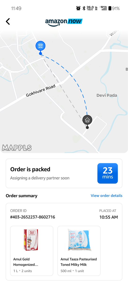 deepak_254's tweet photo. @amazonnow 
Order id #403-2652237-8602716

Order placed at 10.55 am
Since then it's showing 23 minutes to deliver.
I am not at home and elderly parents are waiting since last 1 hour for the delivery to happen.
What kind of service is this?
There is no option to cancel it. https://t.co/e4zQcjmEQO