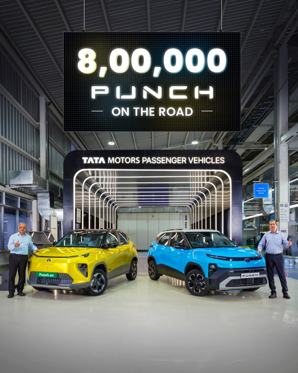 VahanWarta's tweet photo. Tata Punch 8,00,000 and counting. 👊
#TataMotors #TataPunch #PunchEV #SUV #Milestone #Automotive #VahanWarta https://t.co/we9LmEKd0s