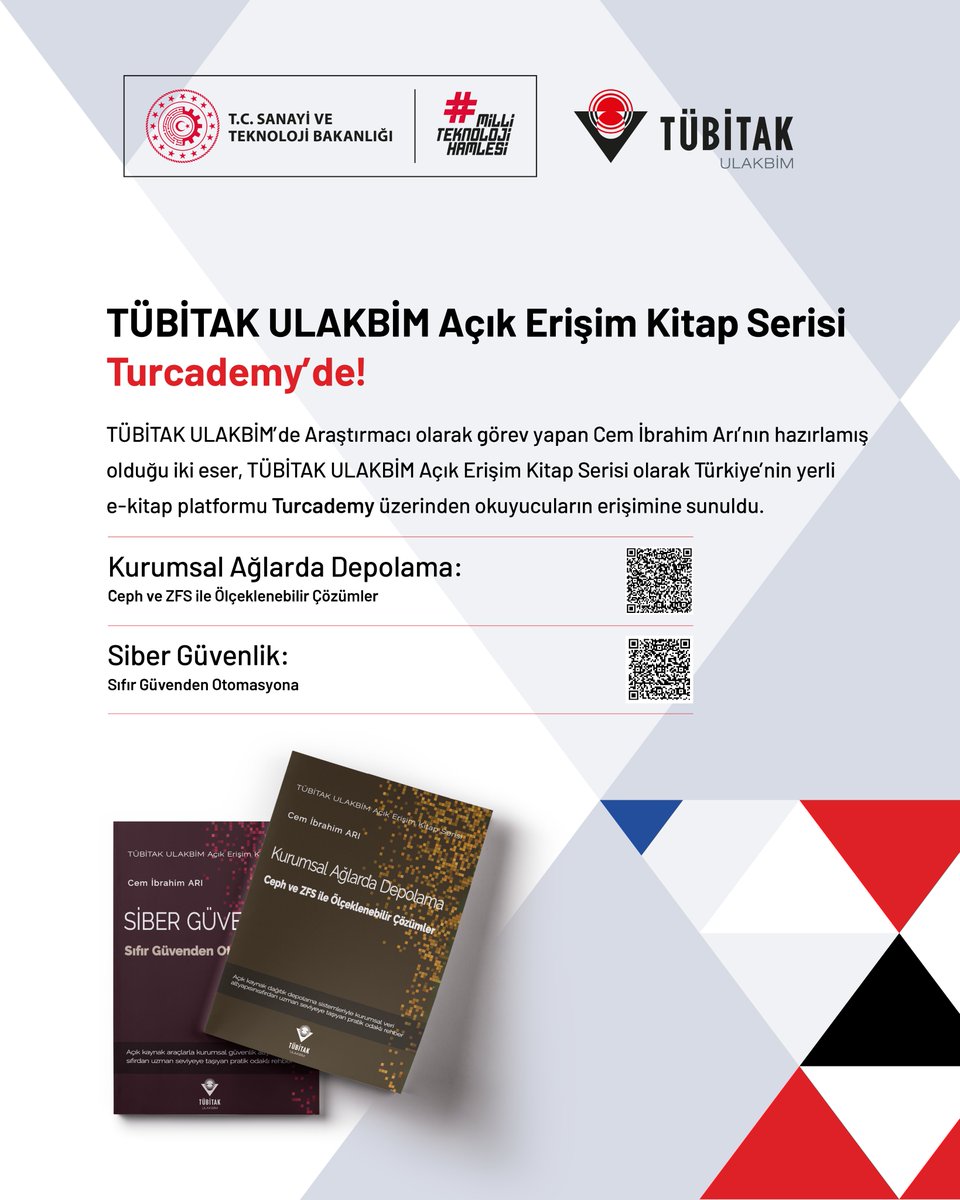 TubitakUlakbim's tweet photo. 📚 TÜBİTAK ULAKBİM Açık Erişim Kitap Serisi, Türkiye'nin yerli e-kitap platformu Turcademy'de!
Bilgi ve iletişim teknolojileri alanında güncel, uygulama odaklı ve açık erişimli Türkçe teknik kaynaklar okuyucularla buluşuyor.

İlk iki eseri bu zincirde tanıtıyoruz. ⬇️
#TÜBİTAK #AE https://t.co/NjkCWR4S6A