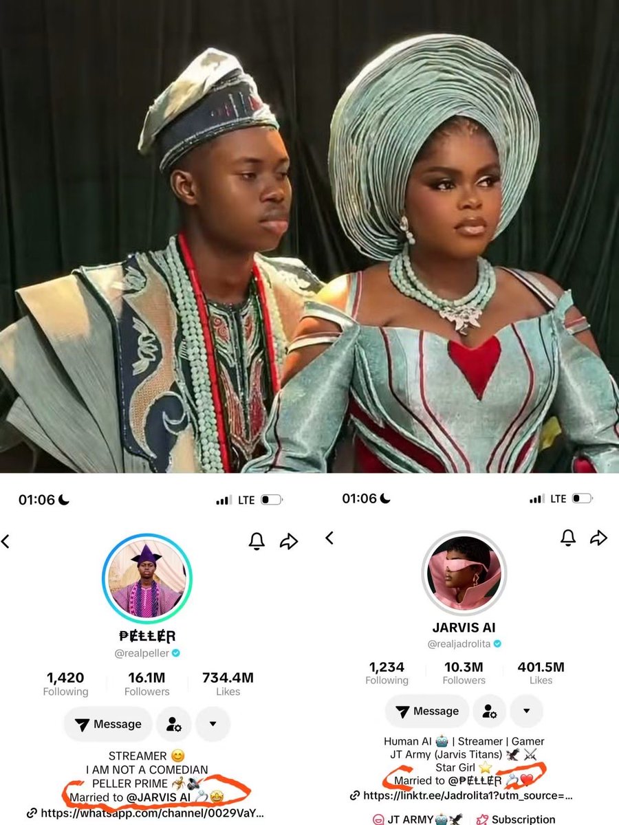 idreezsadam1's tweet photo. Less than 24 hours after their wedding, Peller and Jarvis have officially updated their TikTok bios to “Married.” 😍❤️😂💍 https://t.co/lCrpG4J04m
