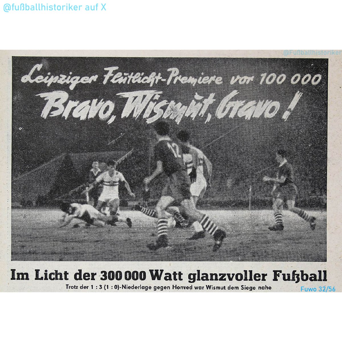 FussballDdr's tweet photo. 📌 04.08.56

Das Leipziger Zentralstadion wird eingeweiht.

Mit dem Spiel @FCErzgebirgeAue gegen Honved Budapest (1:3) wird das Stadion offiziell eröffnet.
Es entstand in knapp zwei Jahren auf Trümmerschutt des Zweiten Weltkriegs.

Mit 100.000 Plätzen ist es Deutschlands größtes Stadion.
Den Beinamen „Stadion der Hunderttausend“ verdankt es auch den rund 180.000 Freiwilligen, die beim Bau helfen. Flutlicht gehört von Beginn an dazu.

#DDRFußballkalender #DDR #Oberliga #Fußballgeschichte #Zentralstadion #Leipzig #FCErzgebirgeAue