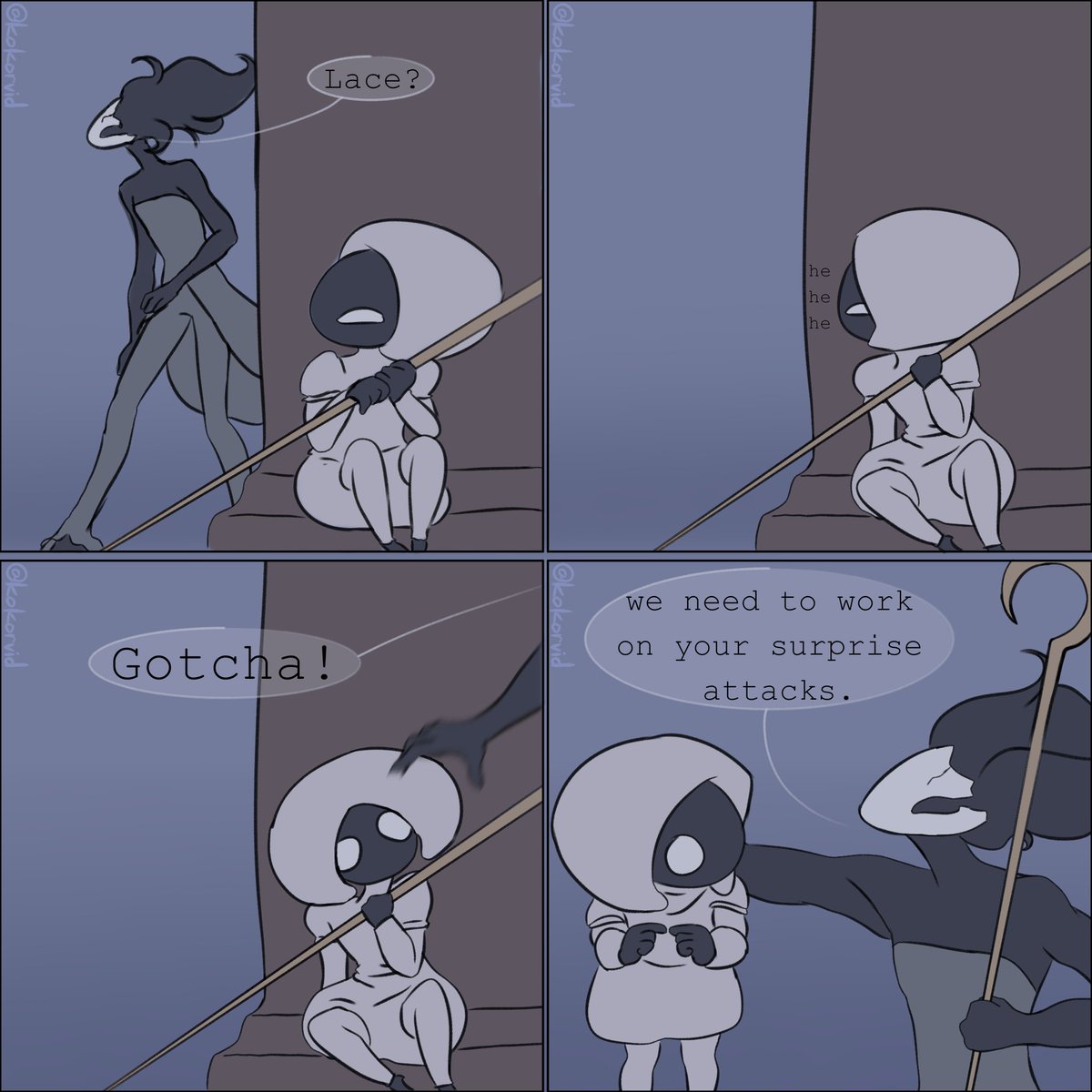 kokorvid's tweet photo. this is a normal happy fun comic
(1/2)
#silksong https://t.co/4HDrN8e7bY