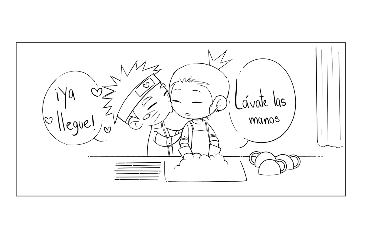 PinkMokkart's tweet photo. #shikanaru 
texto:
1. Naruto:"¡Ya llegué" 
Shikamaru:"Lávate las manos"
2.Shikamaru:"Muevete"
Naruto:"Un ratito mas"
3.Shikamaru:"¡Naruto! ¿Cuántas veces tengo que decirte que no dejes tus calzoncillos en-!"
*flashbacks*
4. Shikamaru: "Me convertí en mi madre..."
Naruto: "¿Que?" https://t.co/p6XZn99JqG