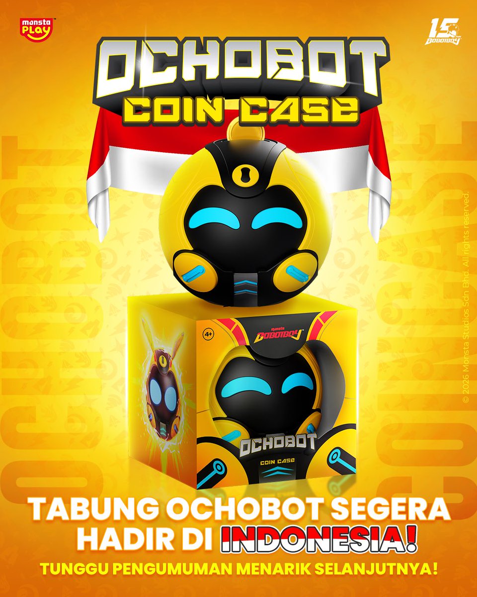 BoBoiBoy's tweet photo. 🇮🇩 Kabar gembira untuk para penggemar #BoBoiBoy di Indonesia! 💛

#Ochobot Coin Case bakalan tiba di Indonesia! ✨
Nantikan pengumuman lanjut! https://t.co/1ieAwAgklC