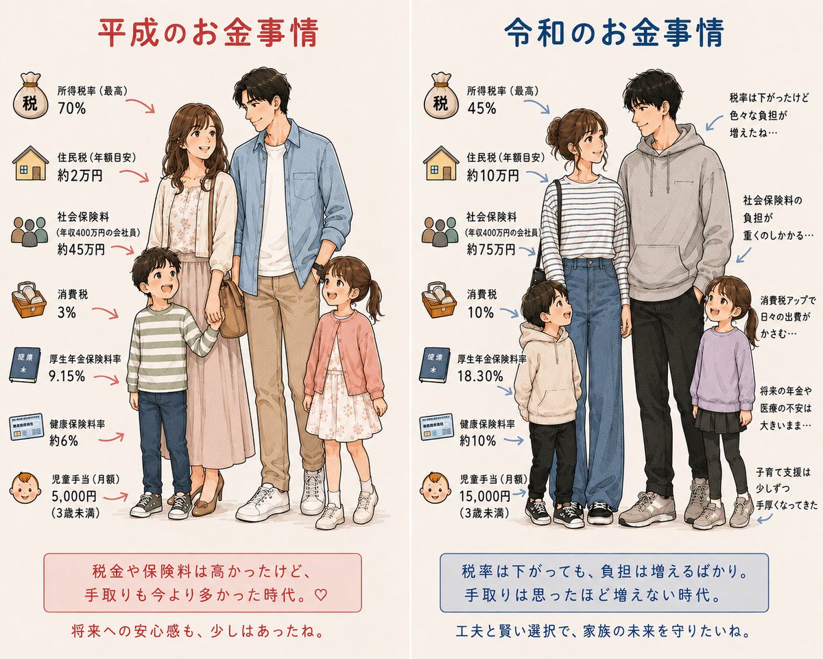 gin_sneaker's tweet photo. 高市総理
給料じゃなくて手取りを増やしてくれ！
←平成　　　　　　　　　　令和→ https://t.co/QG9V7l1oXY