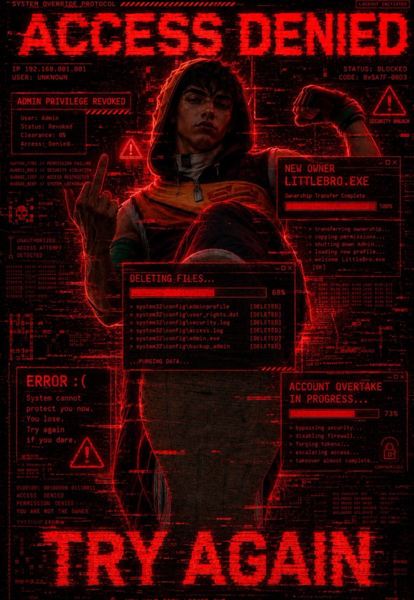 NohOh7's tweet photo. > BOOT_SEQUENCE...
> TARGET DETECTED
> SCANNING EGO... COMPLETE
> FEAR... REMOVED
> DOUBT... PURGED
> LIMITATIONS.............. DELETED
> REWRITING IDENTITY...
████████████ 100%
You had your chance
You had your privilege
You wanted control.
I became the system
#hacked https://t.co/K5POVeJyyz