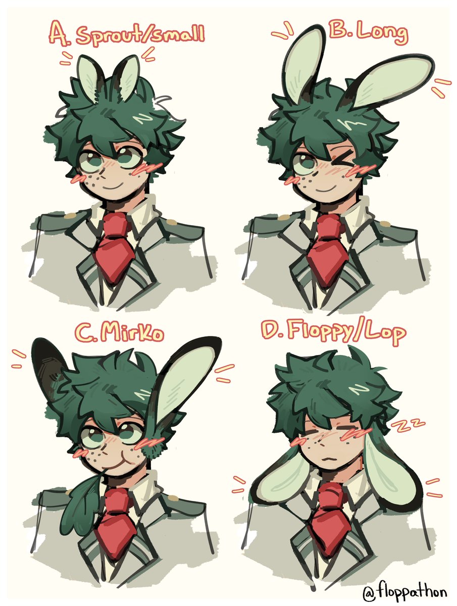 floppathon's tweet photo. if deku grew bunny ears would he grow them like this.. or like this.. let's discuss🤔🐇 https://t.co/niYpH6OhfK