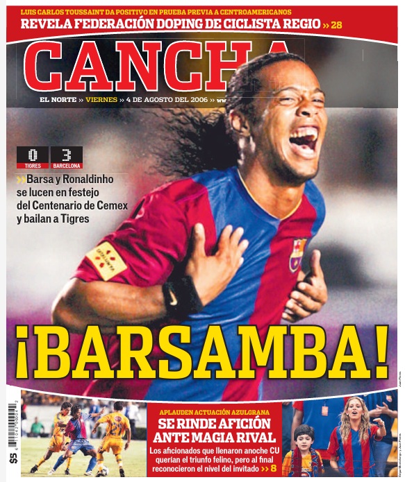 SancadillaNorte's tweet photo. En #LosArchivosDeSanca recordamos que hace 20 años vino el Barcelona para jugar con Tigres en el Estadio Universitario. https://t.co/tytnYMf14J