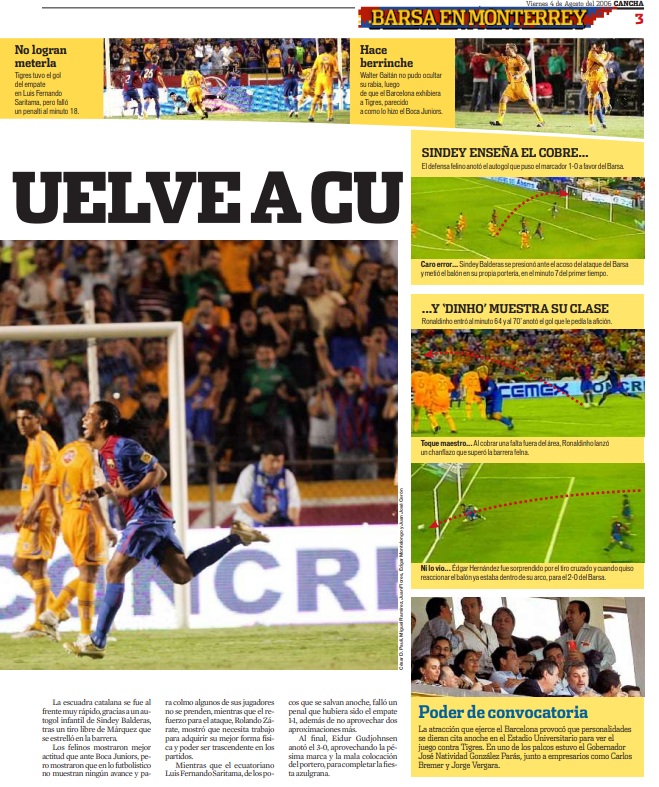 SancadillaNorte's tweet photo. En #LosArchivosDeSanca recordamos que hace 20 años vino el Barcelona para jugar con Tigres en el Estadio Universitario. https://t.co/tytnYMf14J