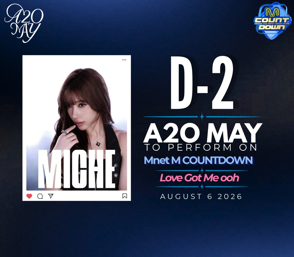verseofmiche's tweet photo. 🚨D-2 until showtime!🚨

Only 2 days until @A2O_MAY takes over the Mnet M-COUNTDOWN stage with "LOVE GOT ME OOH"! 🎤✨

Let's show our endless love and support! 💖 
Don't forget to tune in and cheer them on!✨

#a2omay #a2o_may #a2o #Love_Got_Me_Ooh #MAYnia #mcountdown https://t.co/s4Pw4t0P4z